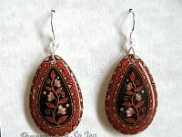 Spring Vines Bordered Teardrop Earrings Pysanky Eggshell Jewelry by So Jeo : pysanky pysanka ukrainian easter egg batik art eggshell jewelry pendants earrings drop dangle etched flowers gift women accessories accessory pendant necklace bail crystal finding sterling silver filled sojeo flowers celtic purple white red pink brown green purple orange cream burgundy magenta teal turqoise crows crow blue black so jeo art handmade